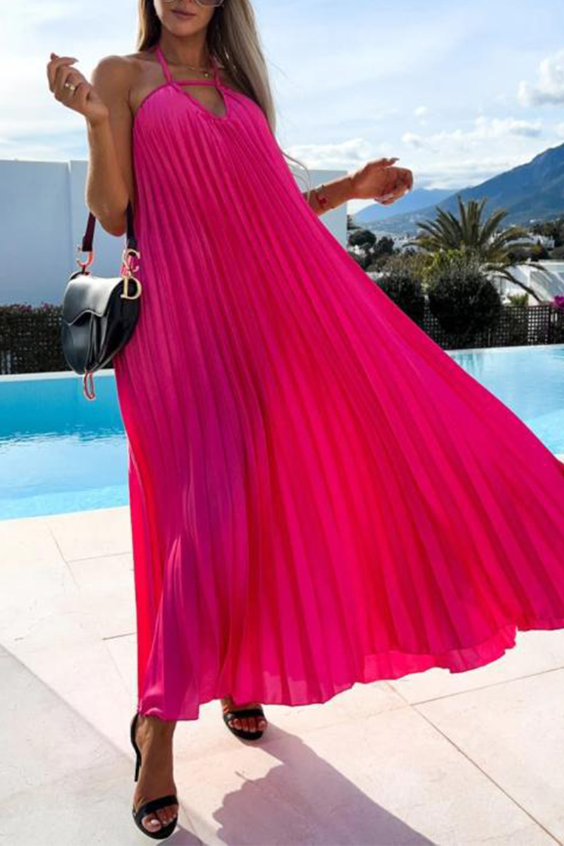 Stilla | Mode Solid Fold Halter Straight Kjoler