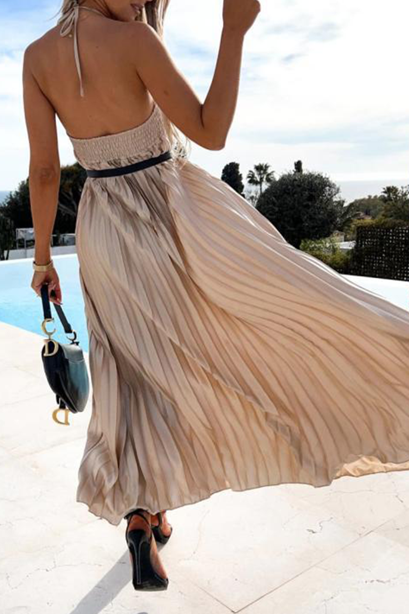Stilla | Mode Solid Fold Halter Straight Kjoler