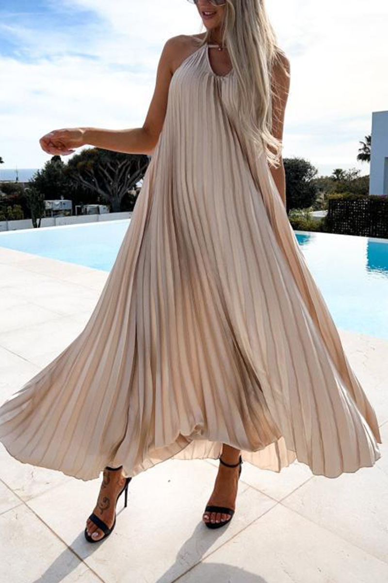 Stilla | Mode Solid Fold Halter Straight Kjoler
