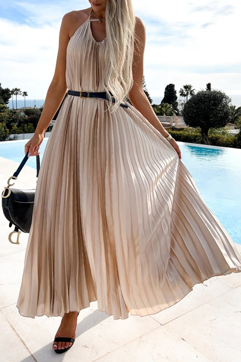 Stilla | Mode Solid Fold Halter Straight Kjoler