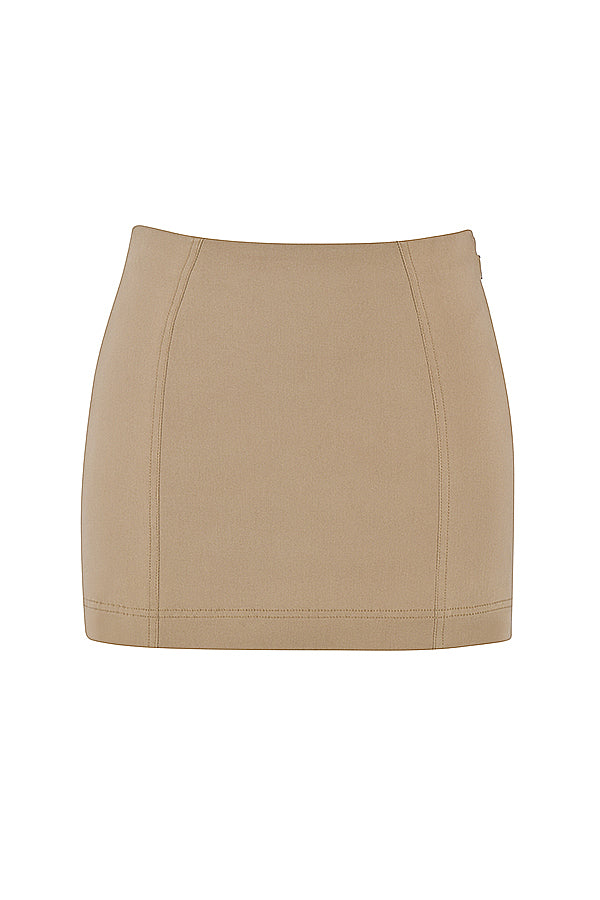 Stilla | Beige Skulptureret Korset Med Mini Nederdel