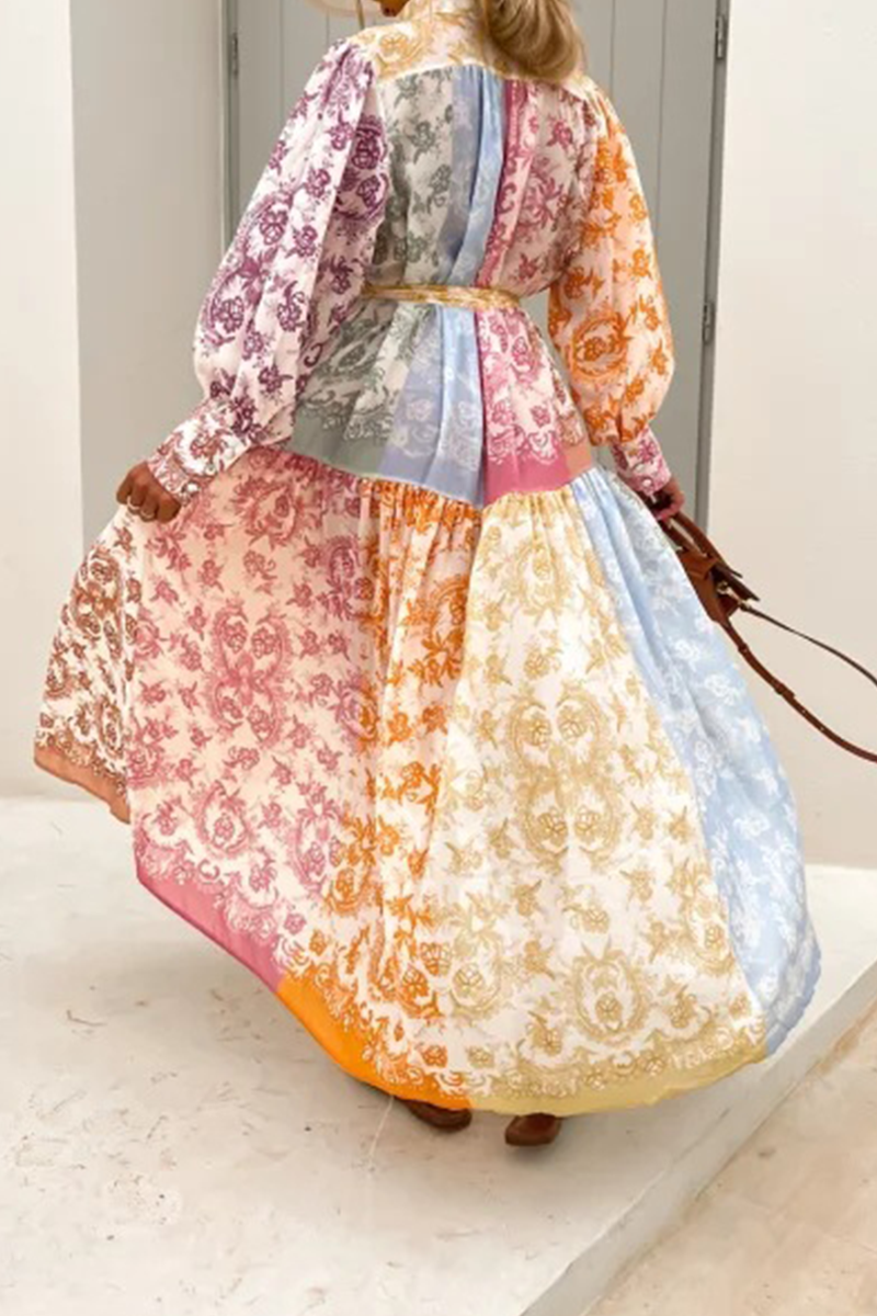Stilla | Afslappet Print Split Joint Turndown Collar Skjorte Kjole Kjoler
