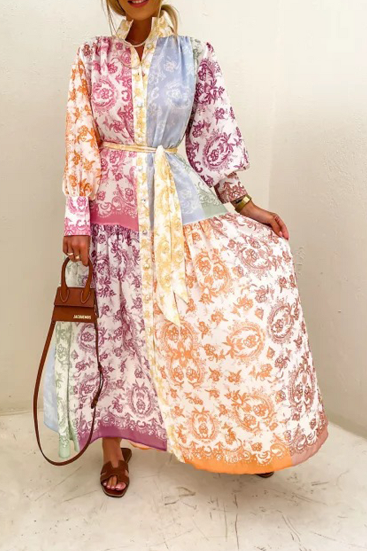 Stilla | Afslappet Print Split Joint Turndown Collar Skjorte Kjole Kjoler