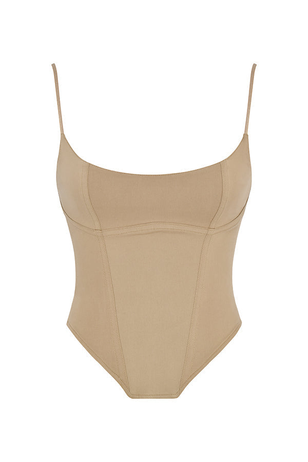 Stilla | Beige Skulptureret Korset Med Mini Nederdel