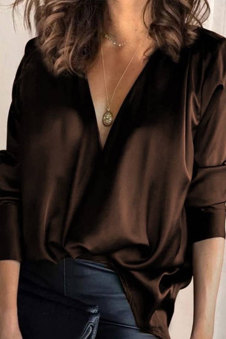 Stilla | Satin Krave Draperet Bluse