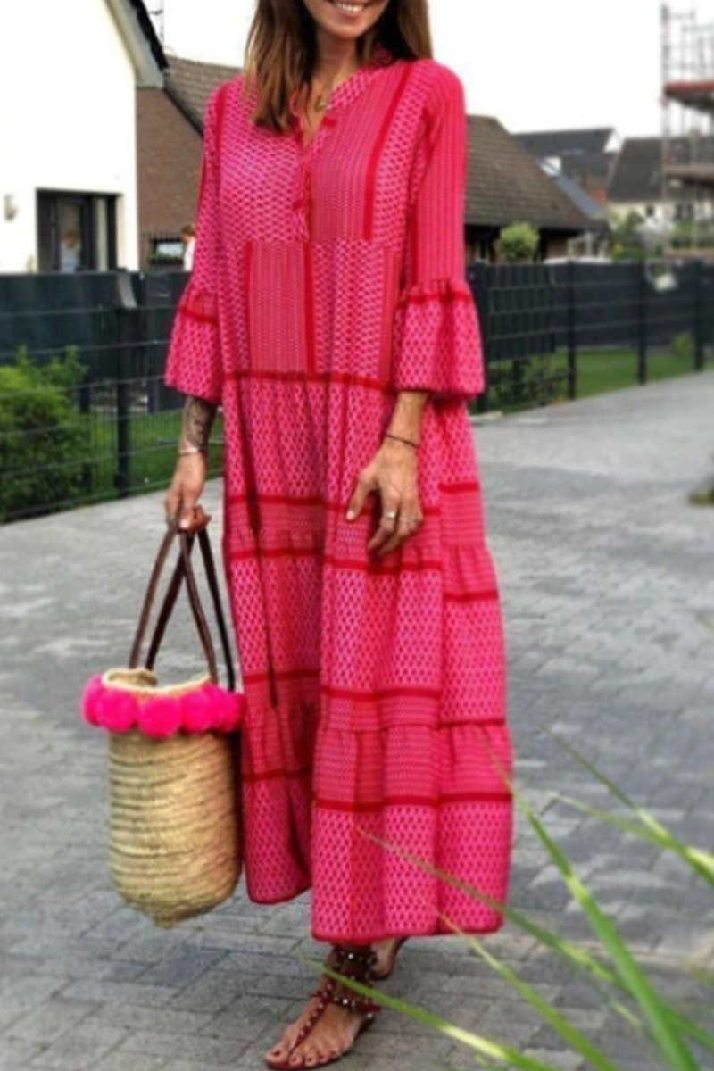 Stilla | Modeprint Flounce V-hals Kage Nederdel Kjoler
