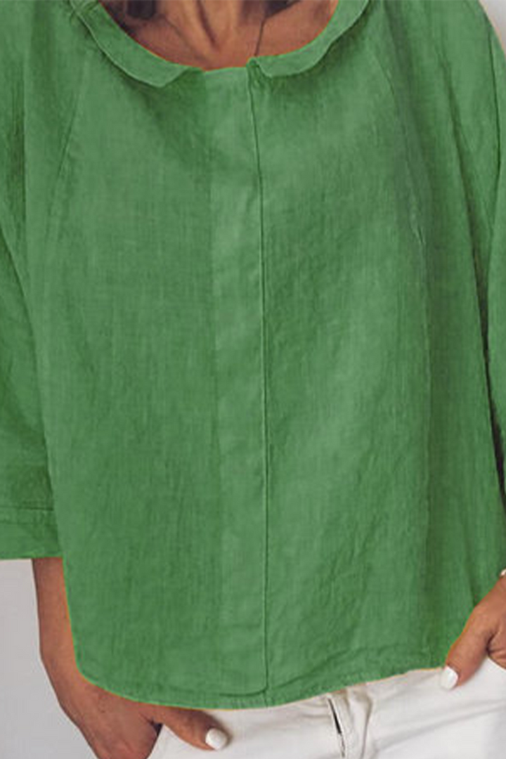 Stilla | Mode Enfarvet Rundhalset Patchwork Overdele