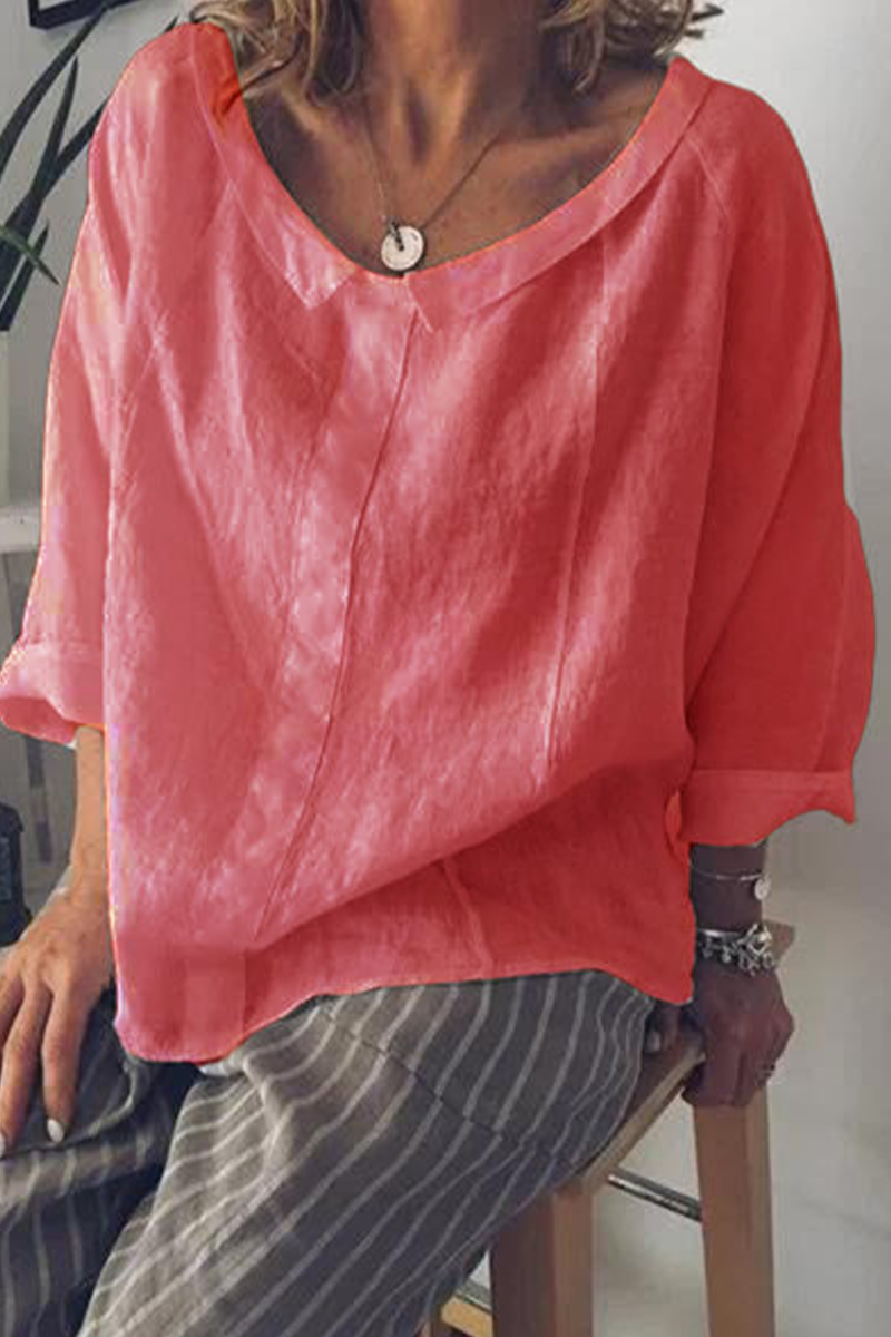 Stilla | Mode Enfarvet Rundhalset Patchwork Overdele