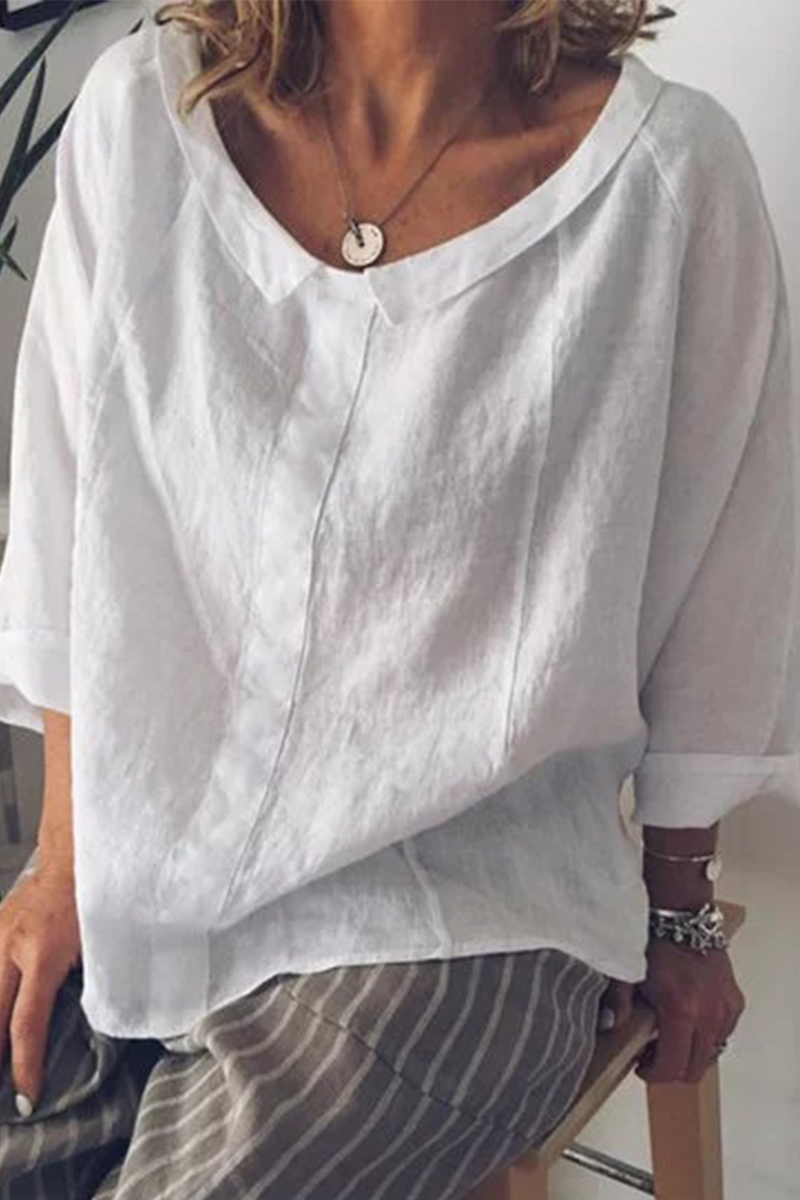 Stilla | Mode Enfarvet Rundhalset Patchwork Overdele