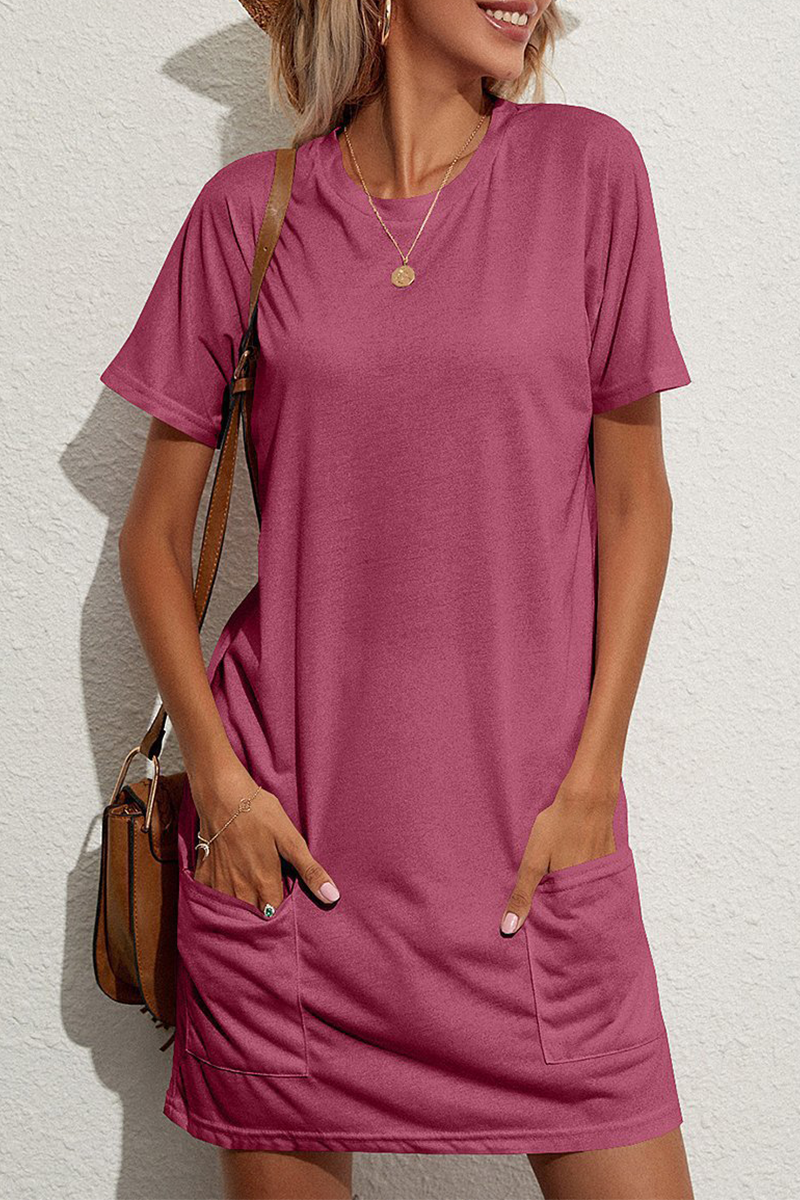 Stilla | Mode Solid Patchwork O-hals Lige Kjoler