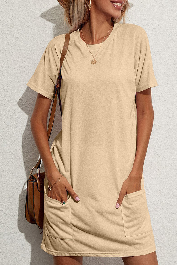 Stilla | Mode Solid Patchwork O-hals Lige Kjoler