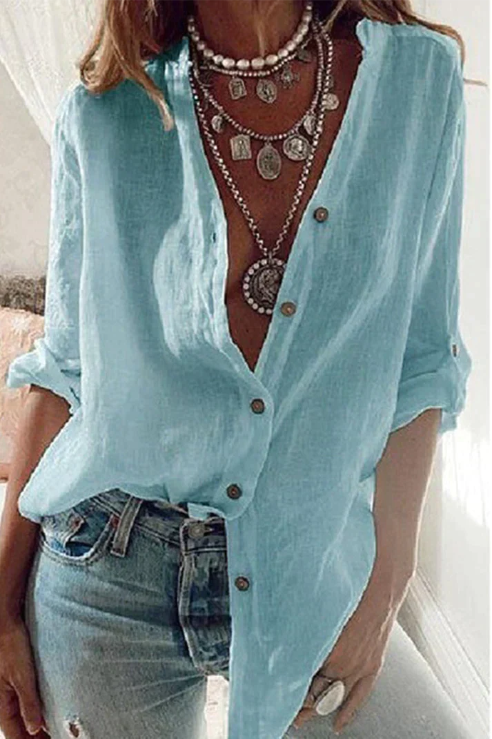 Stilla | Mode Solid V-hals Bluse