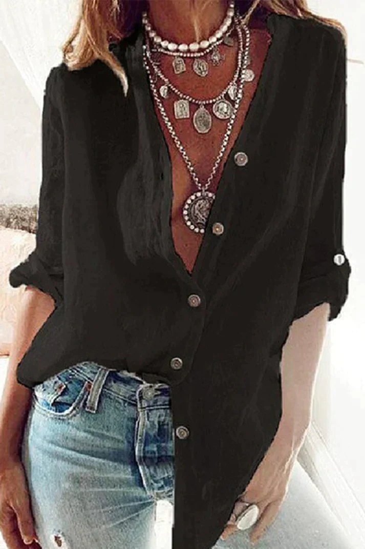 Stilla | Mode Solid V-hals Bluse