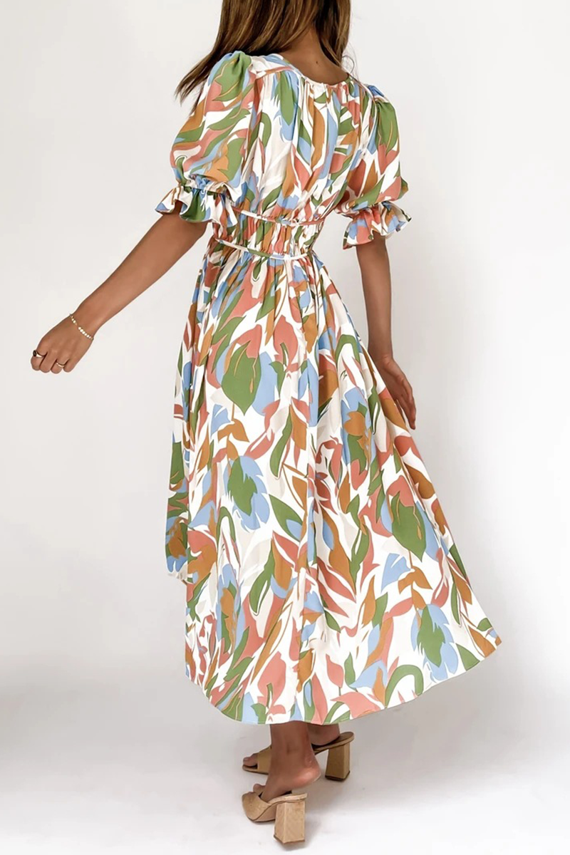 Stilla | Kage Nederdel Kjole med V-hals og Print Patchwork