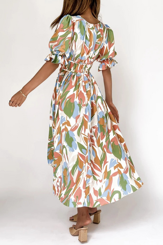 Stilla | Kage Nederdel Kjole med V-hals og Print Patchwork