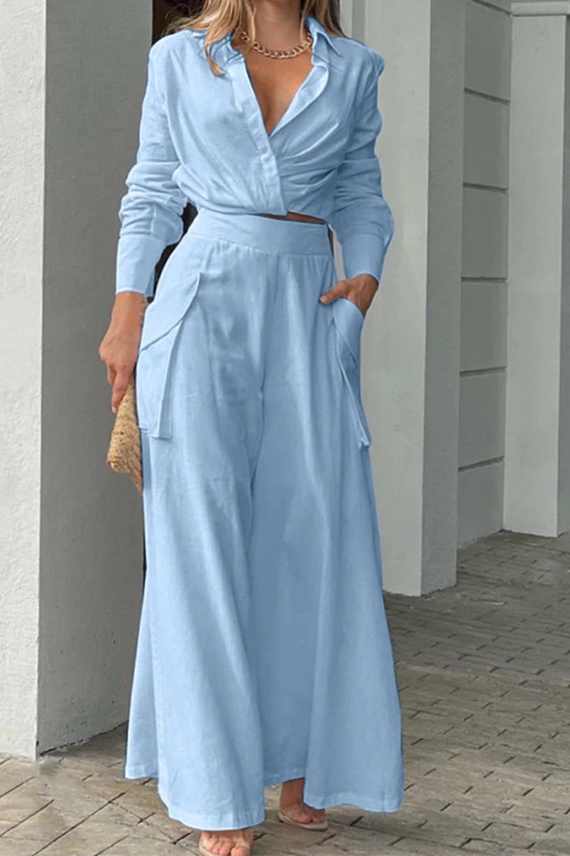 Stilla | Modetrend Solid Patchwork Omslagskrave Langærmet To Delt