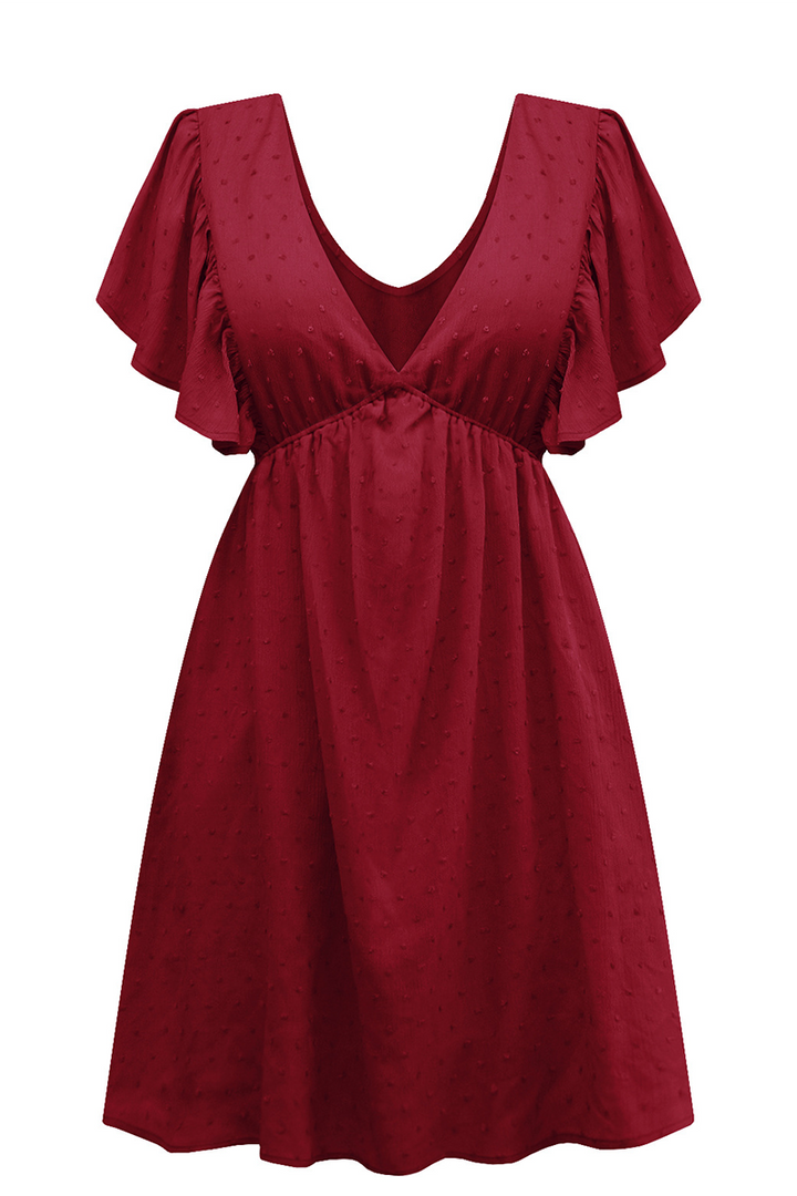 Stilla | V-hals Kjole med Flounce og Kage Nederdele Look
