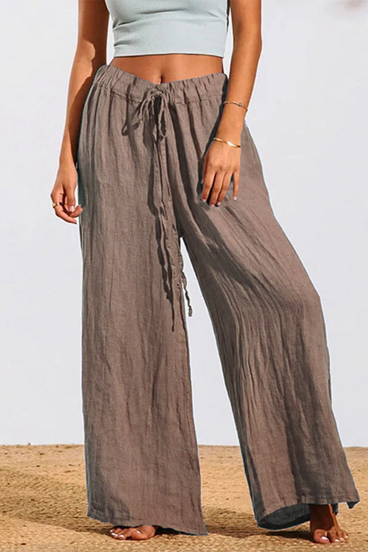 Stilla | Afslappet Solid Patchwork Loose Mid Waist Wide Leg Solid Farve Bottoms