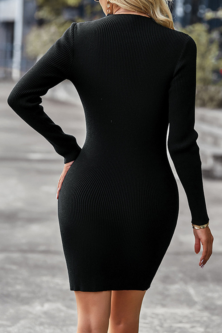 Stilla | Afslappet Solid Udringet Halv A-turtleneck Blyantskirts Kjoler