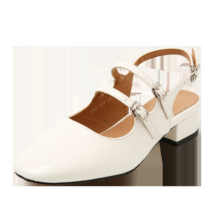 Dame Slingback sko med dobbelt justerbare remme og elegant blokhæl Stilla