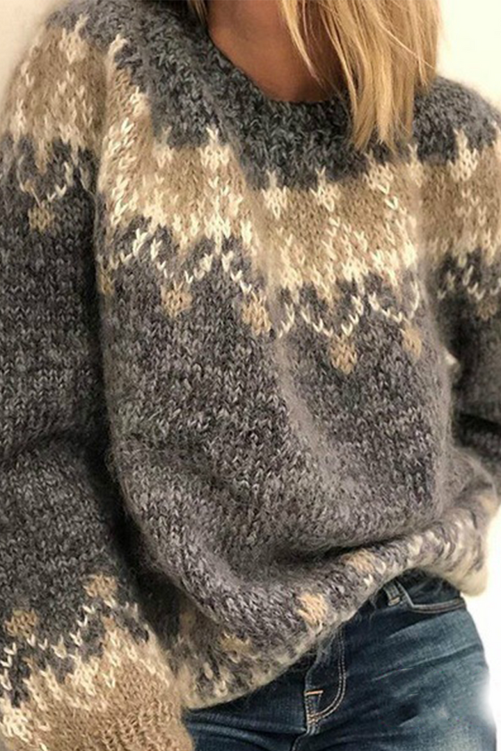Stilla | Modische Patchwork Overdele Med Rund Halsudskæring og Tryk