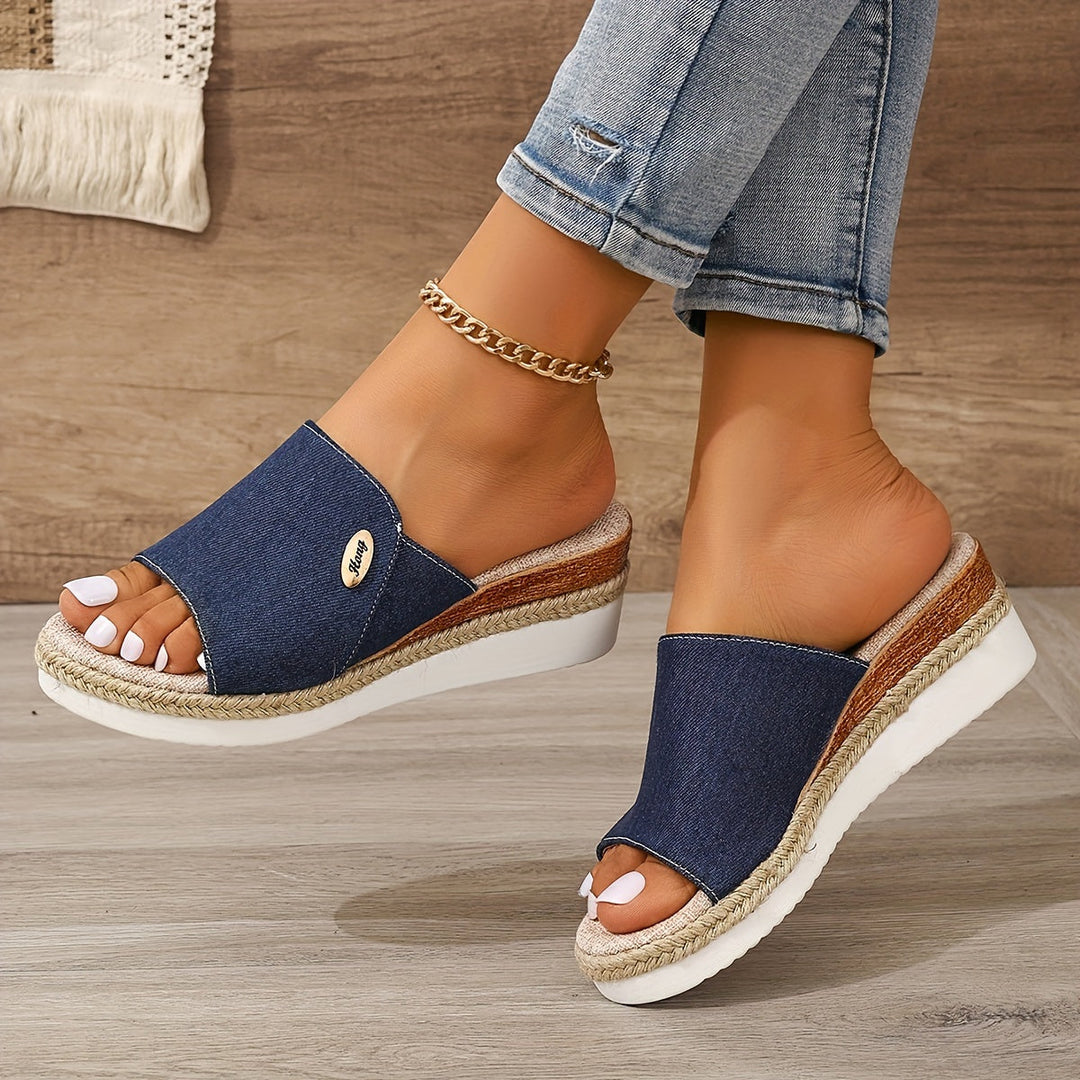 Stilla | Dame Sandaler På Platform Komfortable Slip on Kilehæle Til Sommer