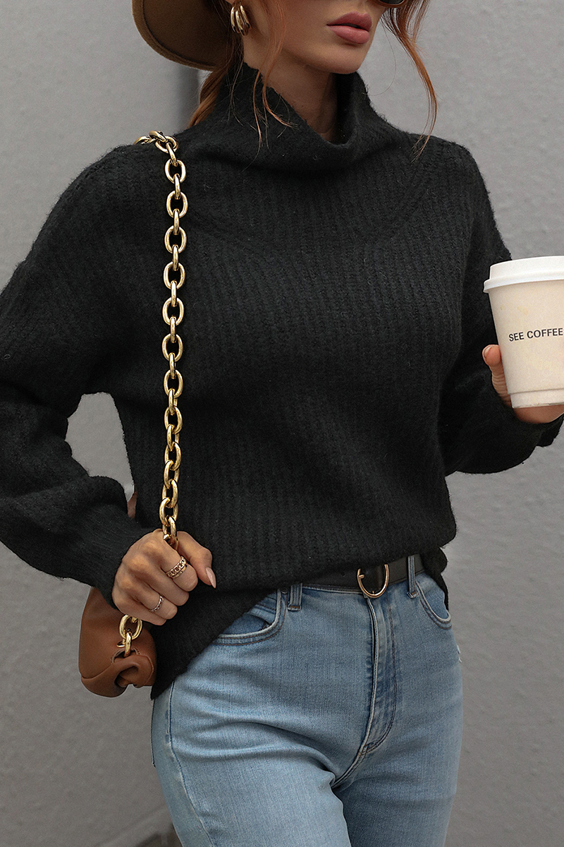 Stilla | Løse Sweatshirts Med Ensfarvet Patchwork Rullekrave