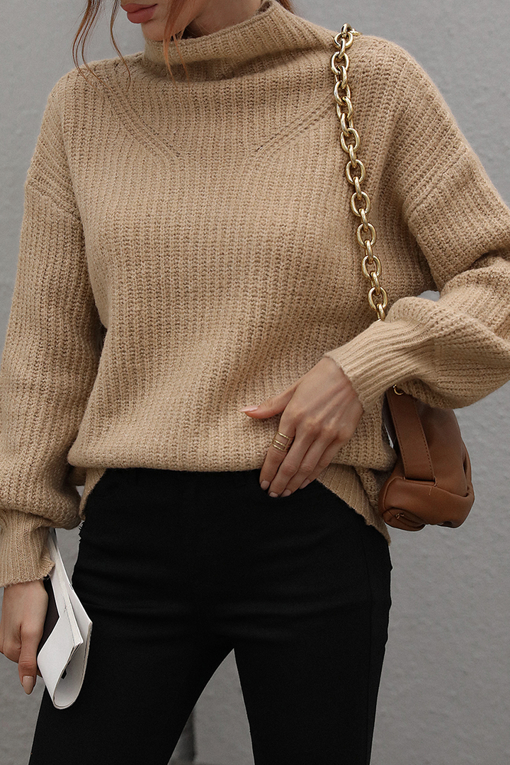 Stilla | Løse Sweatshirts Med Ensfarvet Patchwork Rullekrave