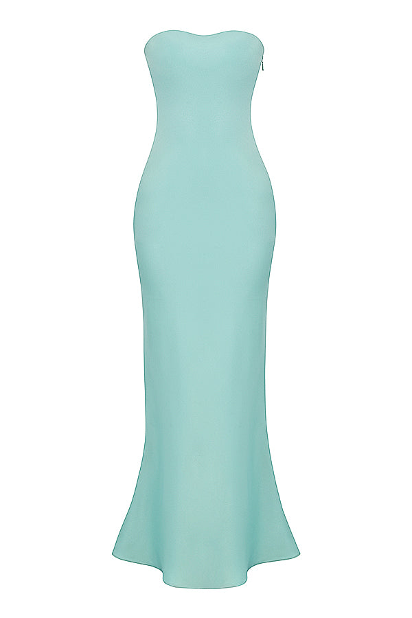 Stilla | Stropløs Maxikjole Jade Satin