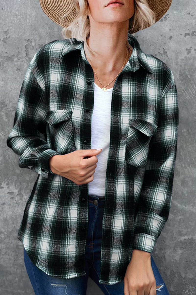 Stilla | Ruteret Patchwork-Skjorte med Omfoldet Krave