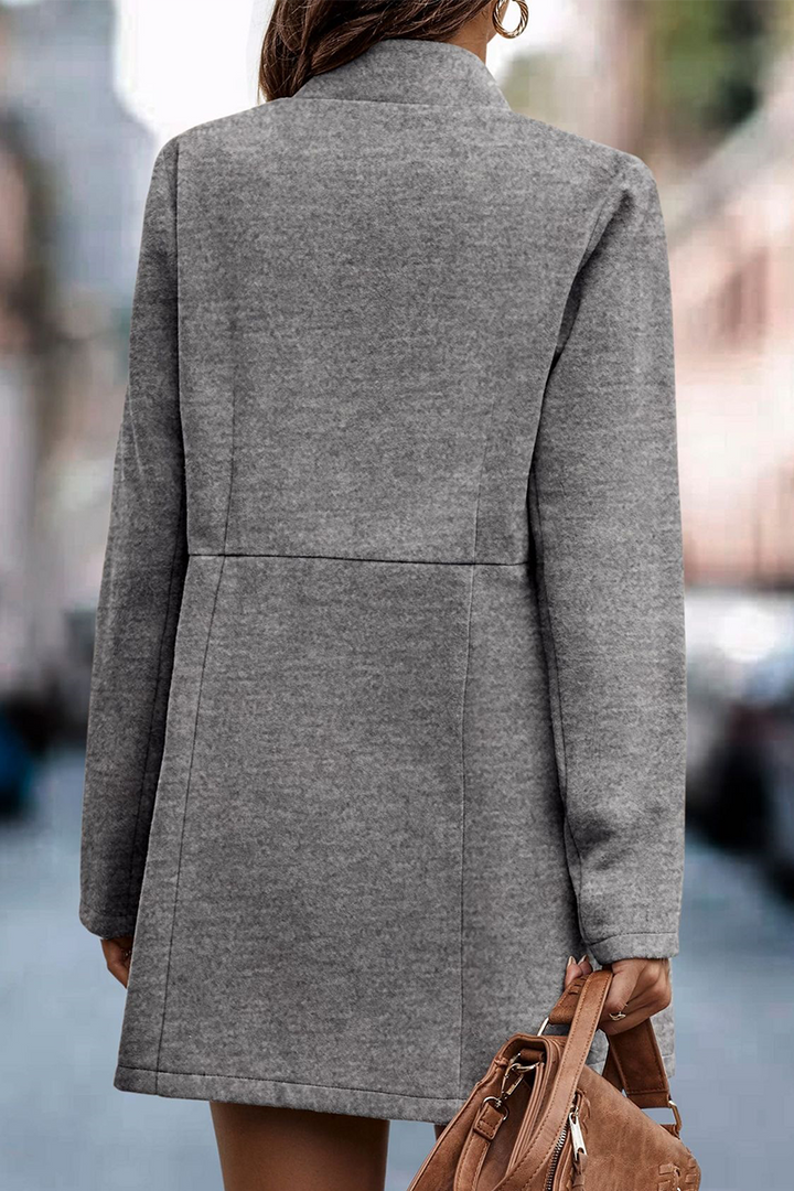 Stilla | Stilig Solid Patchwork Strikketrøje Krave Ydre Beklædning