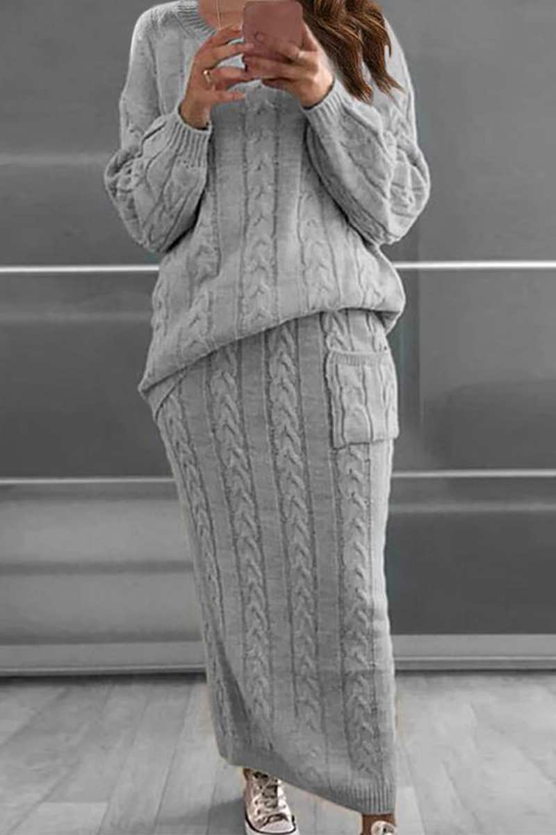 Stilla | To-delt Patchwork Suit, Ensfarvet, Rund Udsnit, Lange Ærmer, Modish