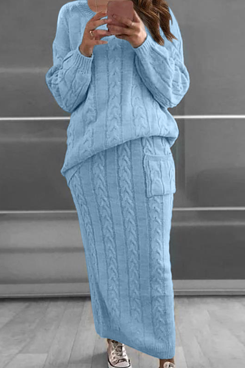 Stilla | To-delt Patchwork Suit, Ensfarvet, Rund Udsnit, Lange Ærmer, Modish