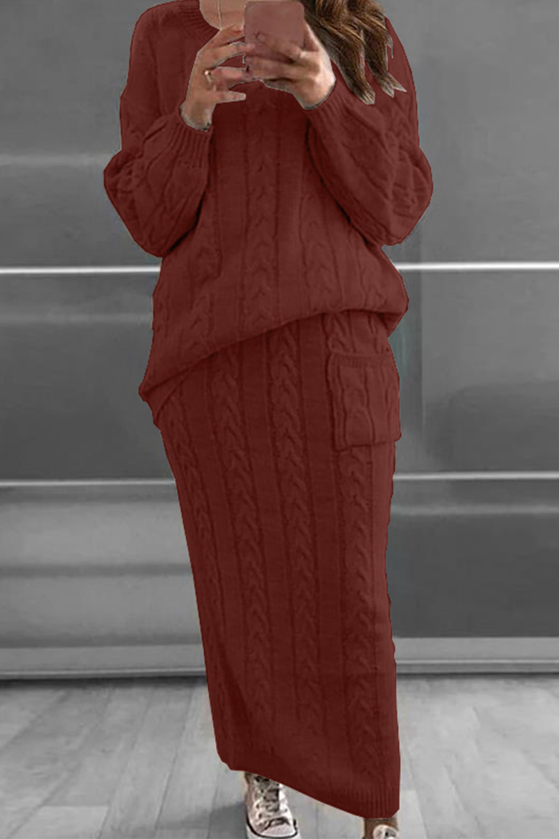 Stilla | To-delt Patchwork Suit, Ensfarvet, Rund Udsnit, Lange Ærmer, Modish