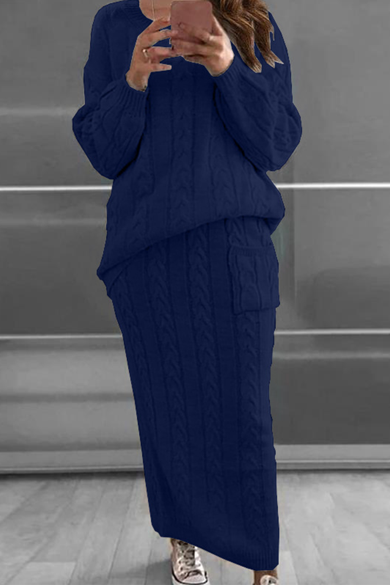 Stilla | To-delt Patchwork Suit, Ensfarvet, Rund Udsnit, Lange Ærmer, Modish