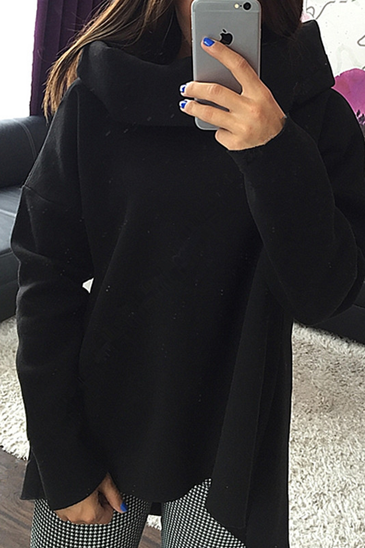 Stilla | Løs Pullover Med Ensfarvet Rullekrave Patchwork
