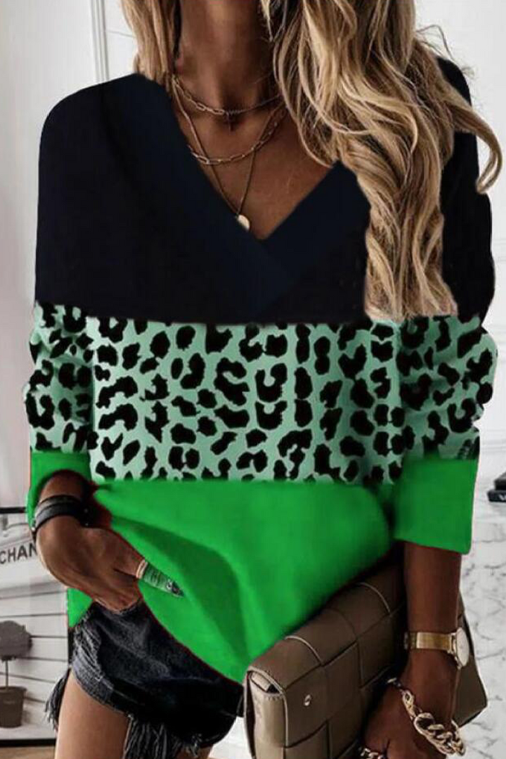 Stilla | Overdele Med V-udskæring Leopard Patchwork