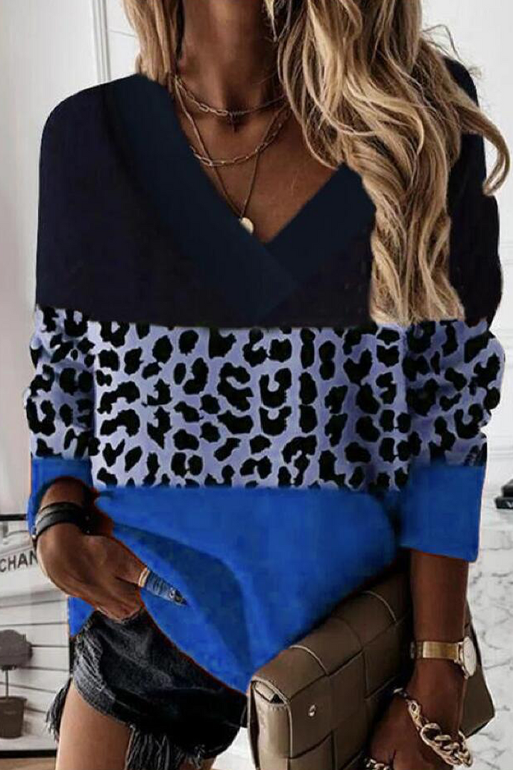 Stilla | Overdele Med V-udskæring Leopard Patchwork