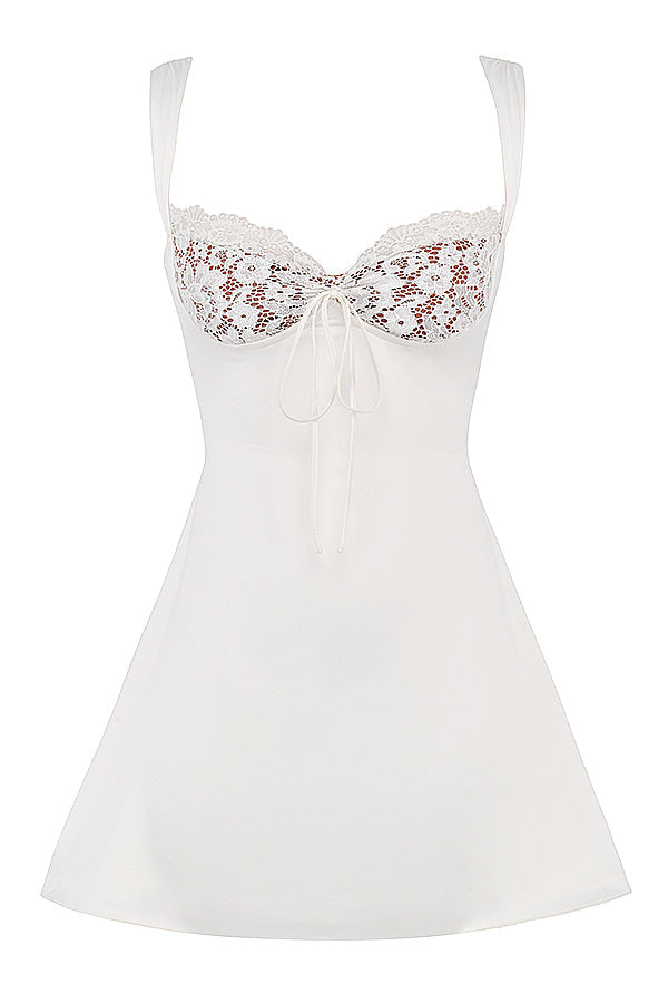 Stilla | Minikjole Satin Og Blonder