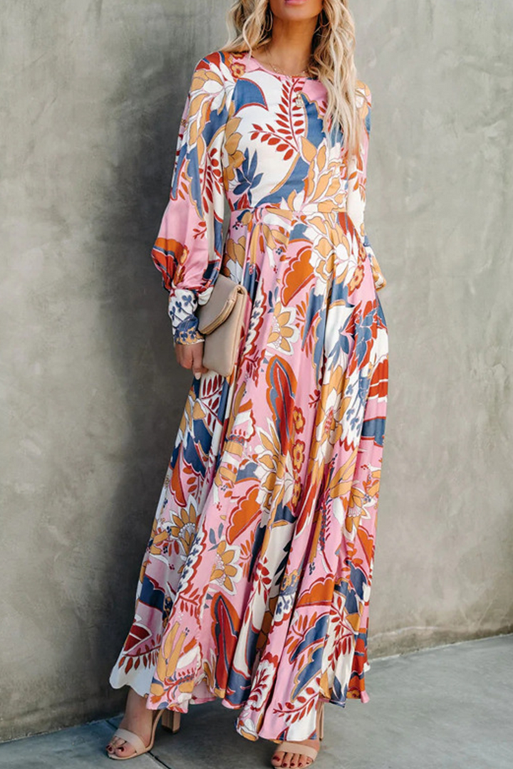 Stilla | Mode Print Patchwork O Hals Kage Nederdel Kjoler