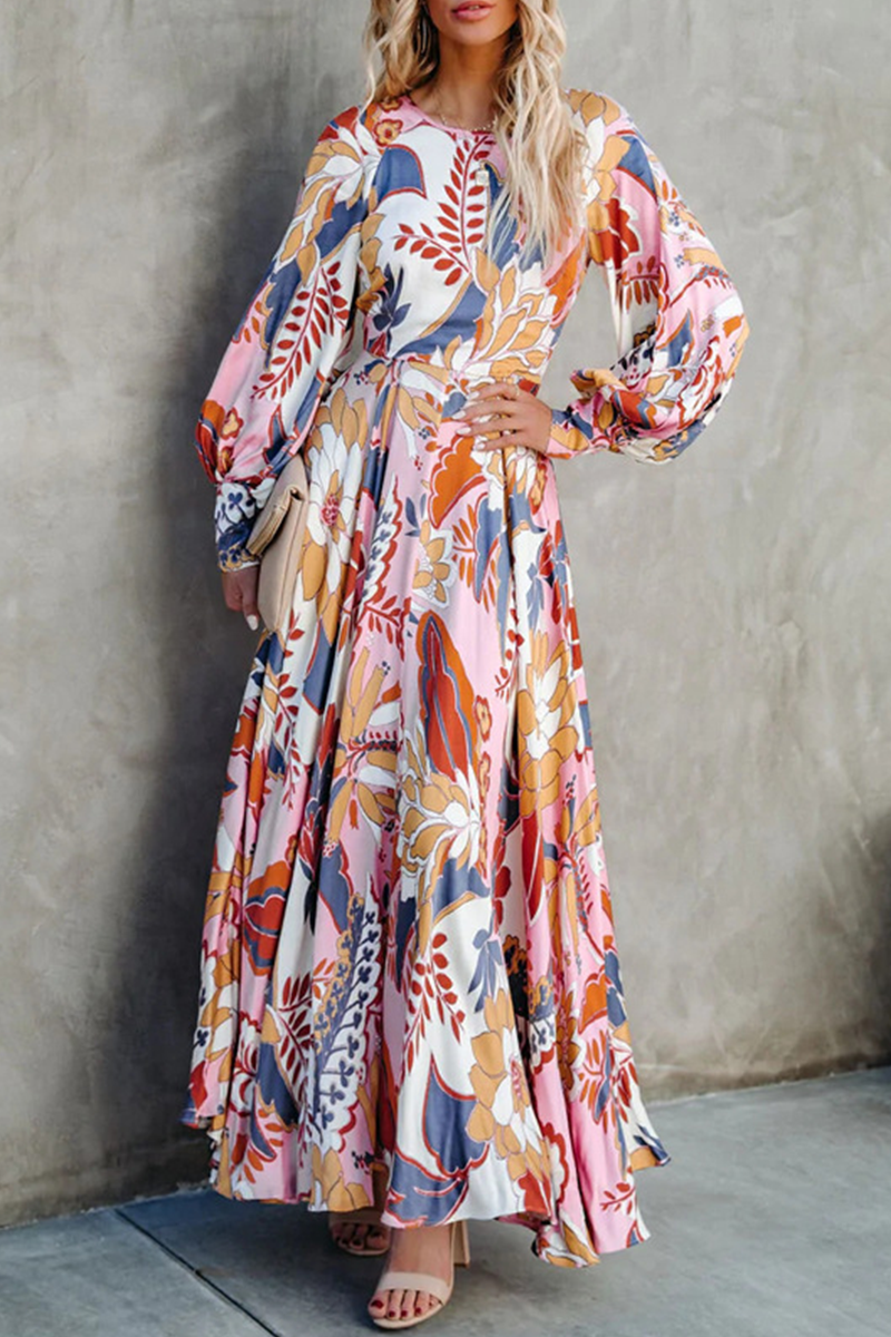 Stilla | Mode Print Patchwork O Hals Kage Nederdel Kjoler