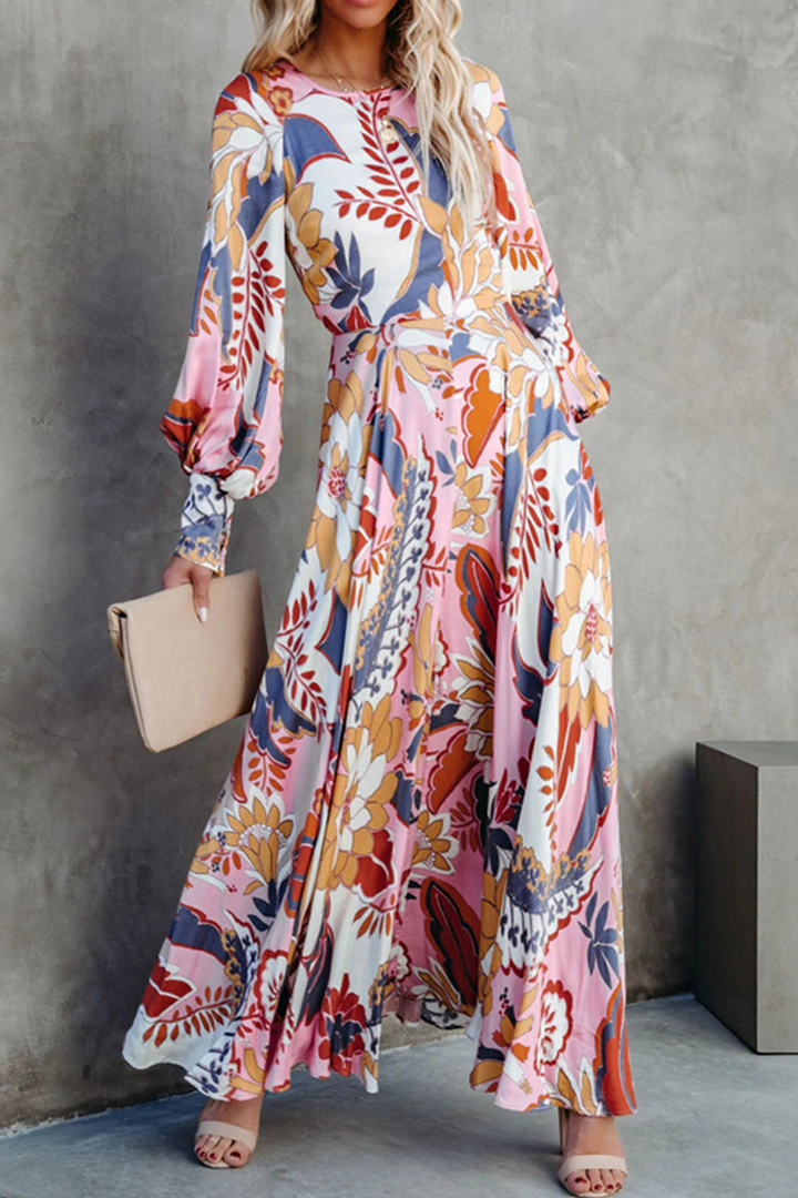 Stilla | Mode Print Patchwork O Hals Kage Nederdel Kjoler
