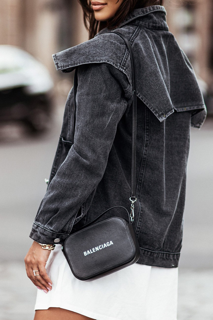 Stilla | Mode Solid Patchwork Nedfoldet Krave Langærmet Regular Denimjakke