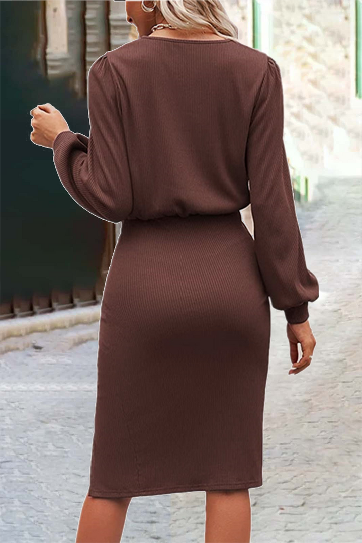 Stilla | Modevenligt Ensfarvet Rundhalset Kjole Lagdelt Skirt