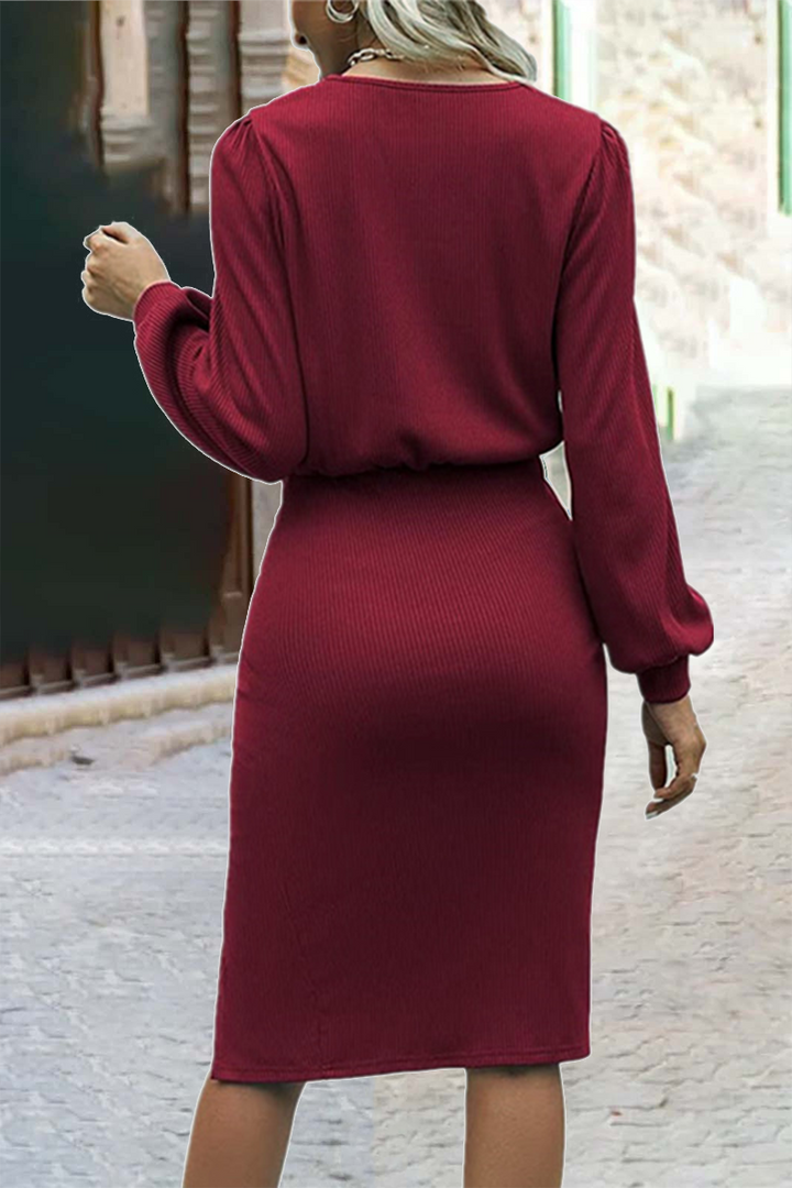 Stilla | Modevenligt Ensfarvet Rundhalset Kjole Lagdelt Skirt