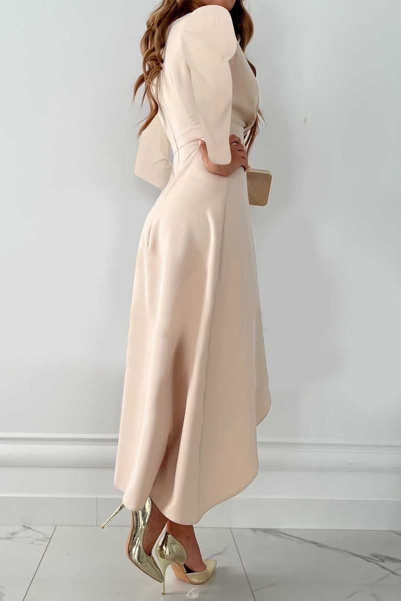 Stilla | Mode Solid Patchwork V-hals Asymmetrisk Kjoler
