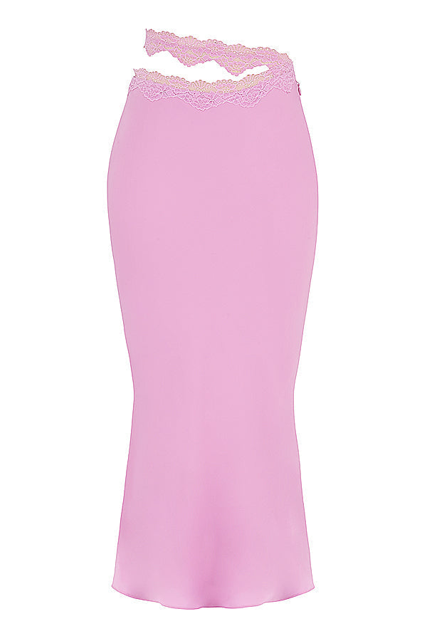 Stilla | Pink Luftig Cropped Top Med Maxi Nederdel Med Blondekant