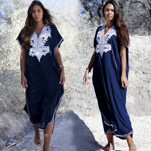 Dame Strandtunika med elegant boho-inspireret design og håndlavede broderier Stilla