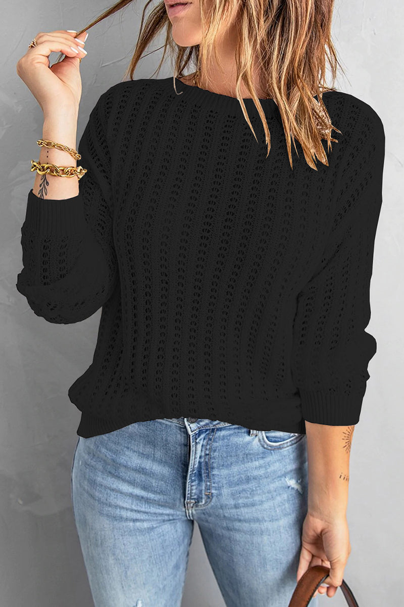Stilla | Casual Sweatshirt Med Rund Halsudskæring i Ensfarvet Patchwork