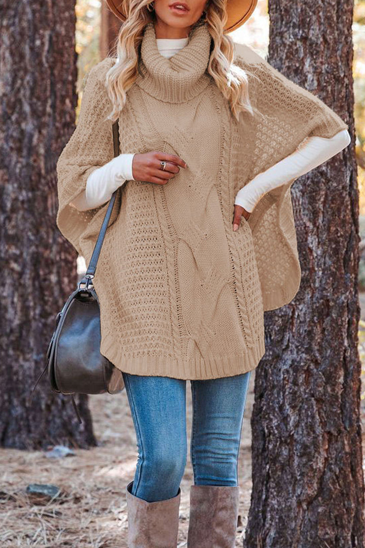 Stilla | Modevenlig ensfarvet patchwork rullekravepullover